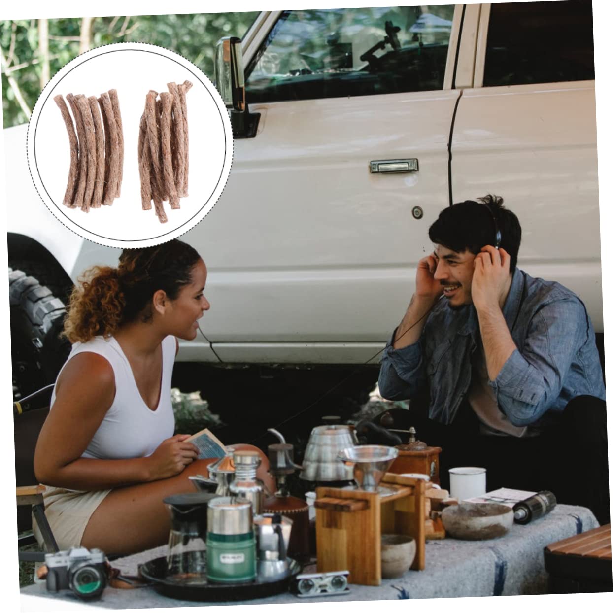 BESPORTBLE Practical Camping Gear: 20-Pack Rope Wick Beeswax Twine for Fire Starting Survival