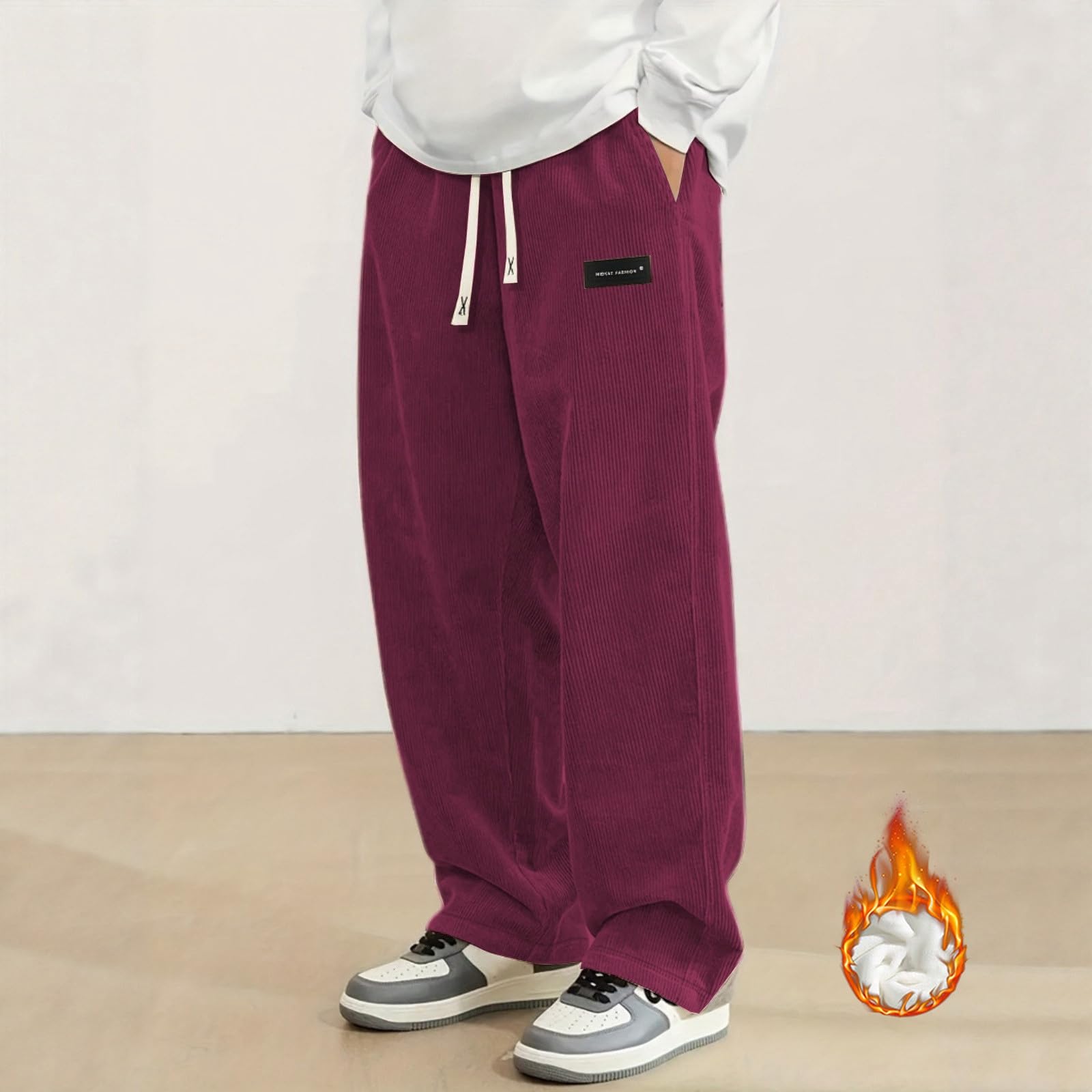 Generisch Cordhose für Herren mit weichem Fleecefutter winterlicher Komfort Bequeme Passform modische Hose für jeden