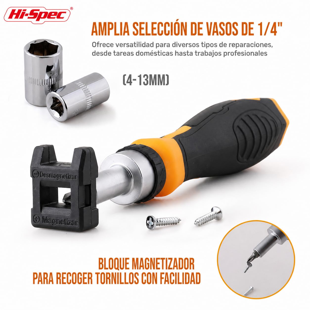 Hi-Spec Juego de puntas para destornillador y set de sockets 1/4 pulgada con mangos de 79 piezas. Incluye extensión flexible, precisión y accesorios Torx y seguridad en estuche organizado | 79 piezas, mangos, extensión flexible, Torx de seguridad y estuch