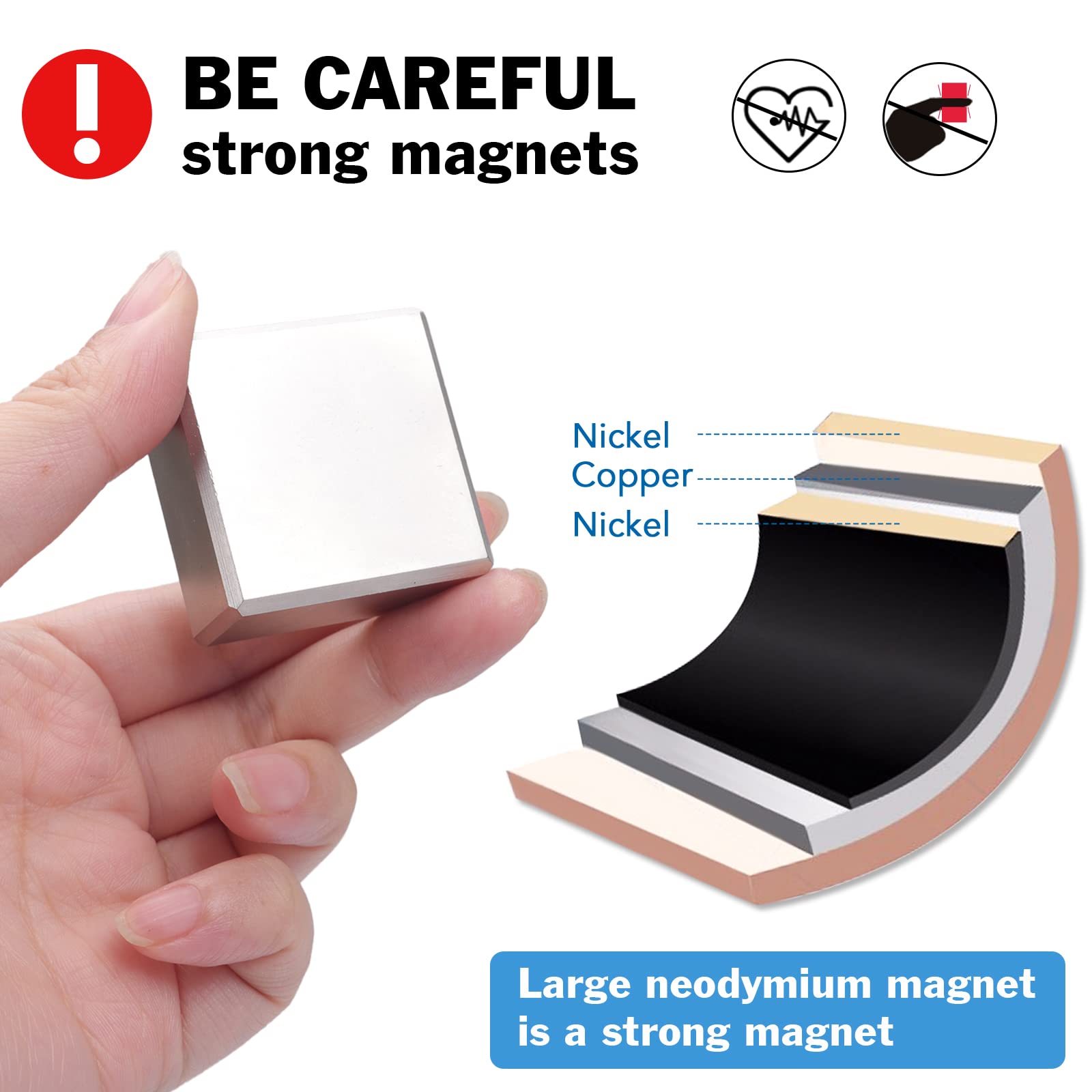 LOVIMAG Imán fuerte de neodimio de tierras raras superfuerte de 40 x 40 x 20 mm, utilizado para imanes industriales, imanes de sala de herramientas, imanes de cocina, una pieza