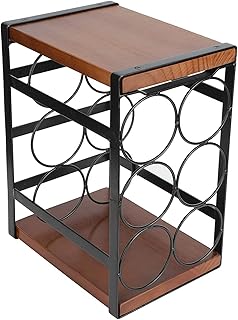 HTSSM Stojak na wino stojak na butelki na stół stojak na wino poziomy stojak na butelki na 6 butelek żelazne przechowywanie butelek do domu biura