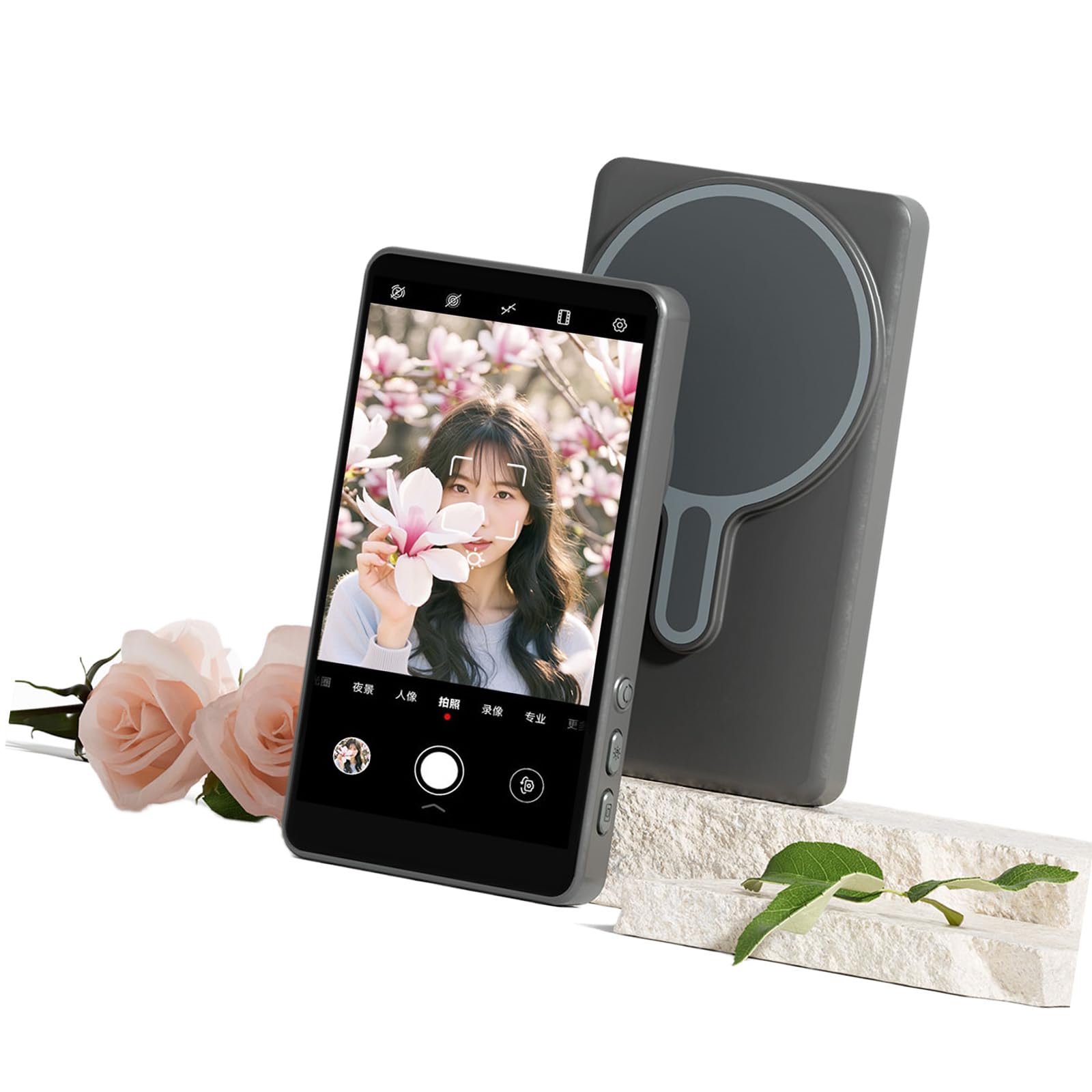 Handy-Selfie-Monitor-Bildschirm mit 3,5-mm-Stecker und Lautsprechern für Live-Stream-Monitore mit rückseitiger Kamera, tragbares Vlog-Inhaltserstellungswerkzeug