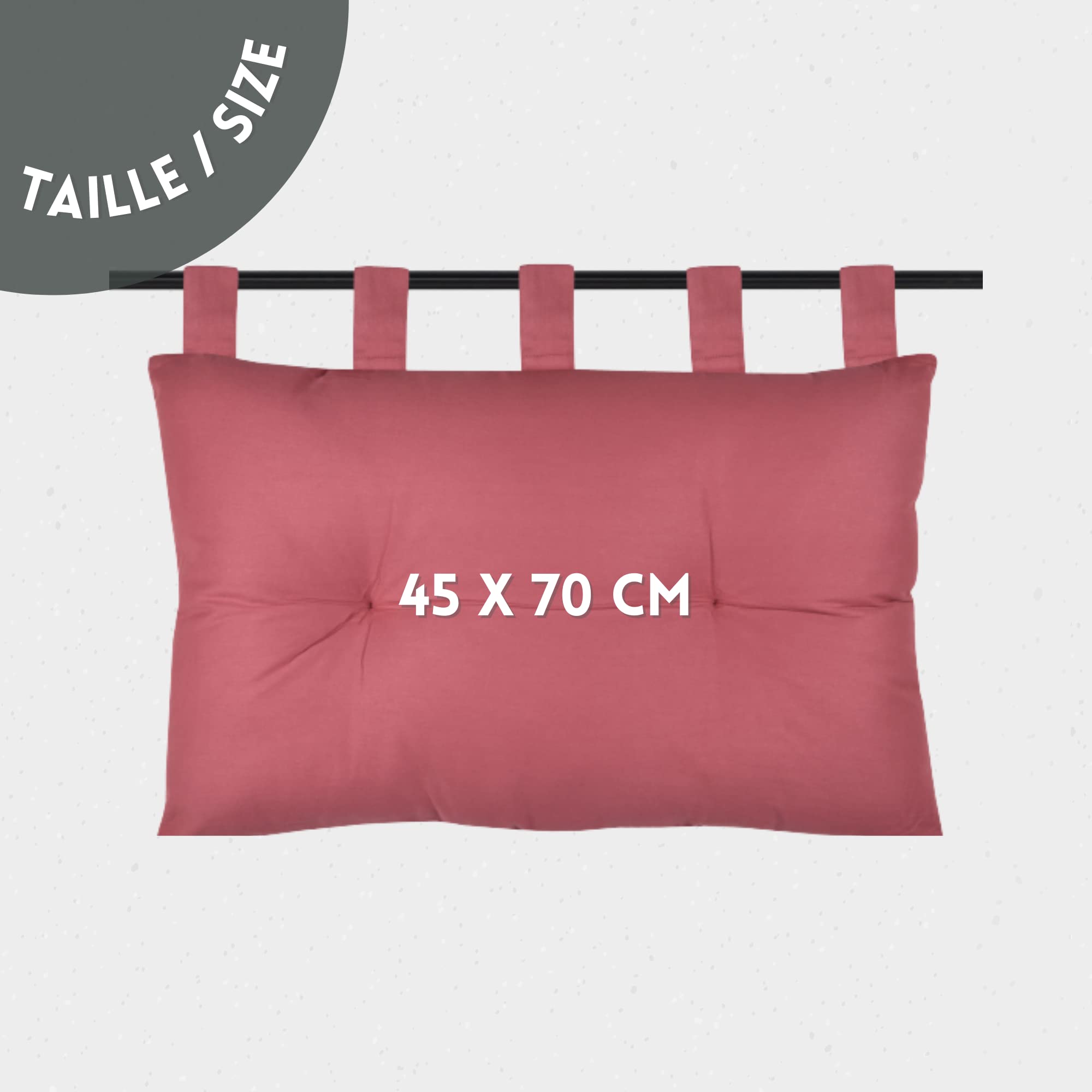 Testiera Letto Matrimoniale Lovely Casa - In Cotone Oxford, Imbottita, Colore Blu Tempesta, Dimensioni 70x45x10 Cm, Con Ganci A Strappo