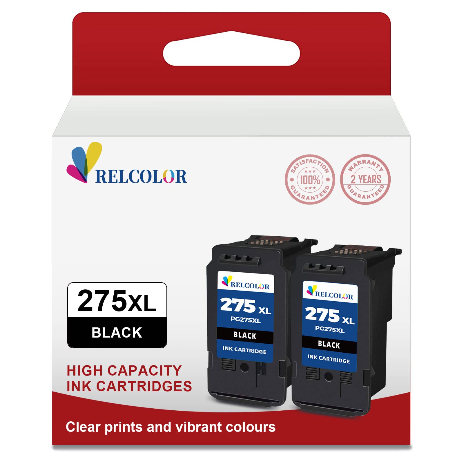 Relcolor275XL Black Ink Cartridge Replacement for Canon 275 275XL PG-275 XL PG275 High Yield Black Ink Compatible with Canon PIXMA TS3500 TS3520 TS3522 TR4720 TR4700 Printers(2 Pack)