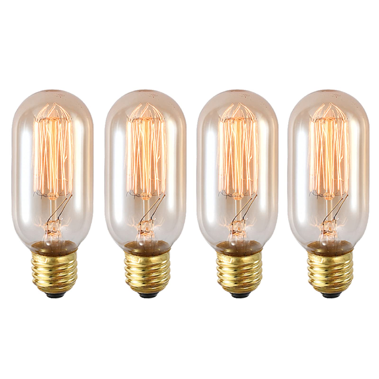 Bombilla Edison LED vidrio ámbar T45, bombilla incandescente Edison Vintage atenuación 40W, bombilla tungsteno sin parpadeo, paquete 4 bombillas Edison E27