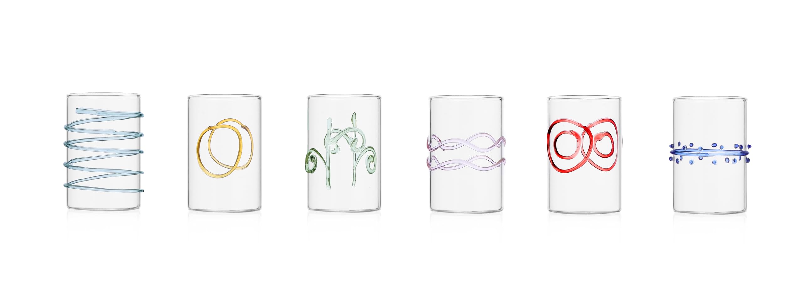 Ichendorf Milano Set of 6 Liqueur Glasses, Decò Harlequin Collection, 10 cl, Borosilicate Glass, Handmade