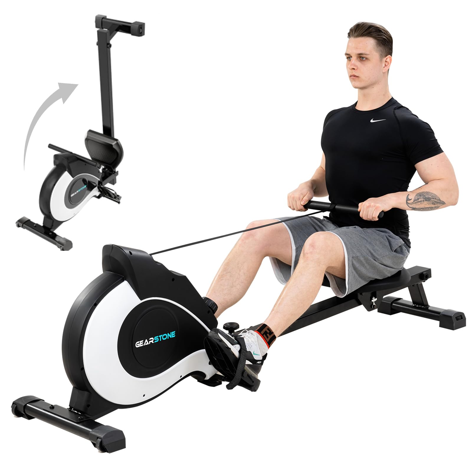 GEARSTONE Faltbarer Rudergerät, hochwertiger magnetischer, einstellbare Widerstände, leiser Innenruderer, LCD-Bildschirm für Heimfitness geeignet, Hc-1, HC-1, HC-1