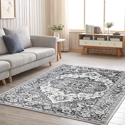 ABWXN Vintage Teppich 90x150 cm Boho Kurzflor Teppich Waschbarer rutschfest Orientalischer Teppich...