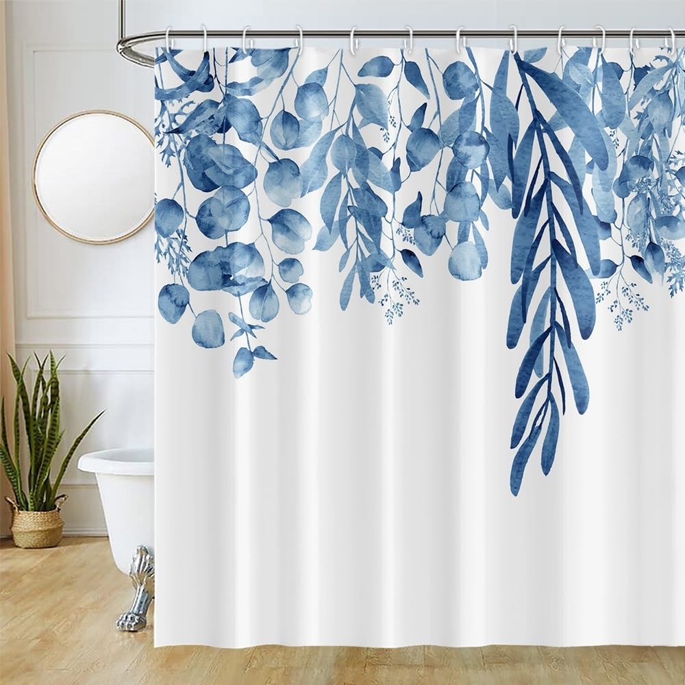 Cortina de Ducha de Hoja Eucalipto, Cortinas de Ducha Verde Oro Abstracto Planta Cortinas de Baño Antimoho Impermeable Lavable Tejido de Poliéster Cortina Ducha con 12 Ganchos 120x200cm — view 152