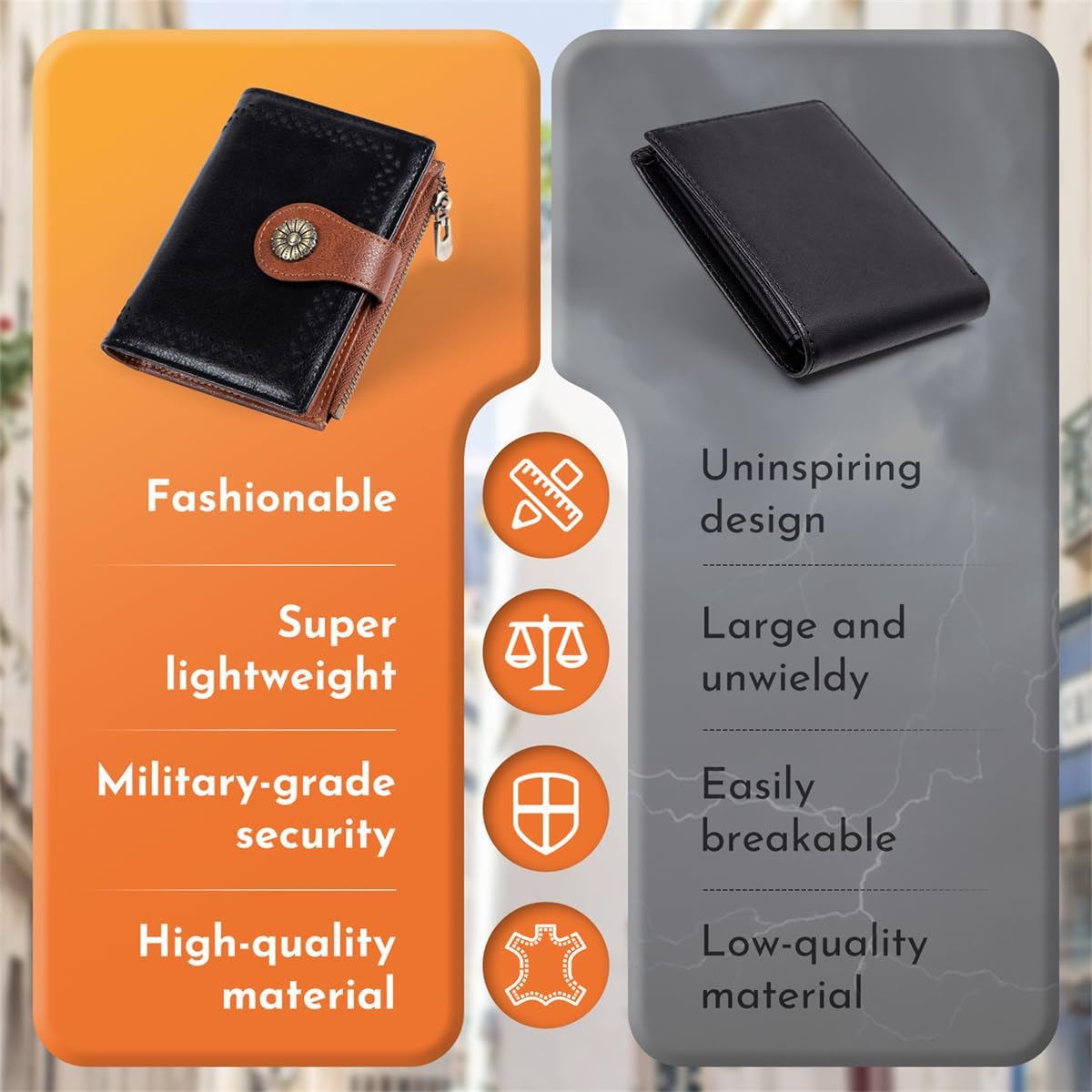 Small Wallet Women RFID Blocking Soft Leather Bifold Compact Card Holder Wallet for Women with Zipper Coin Pocket Black Brown - Image 7