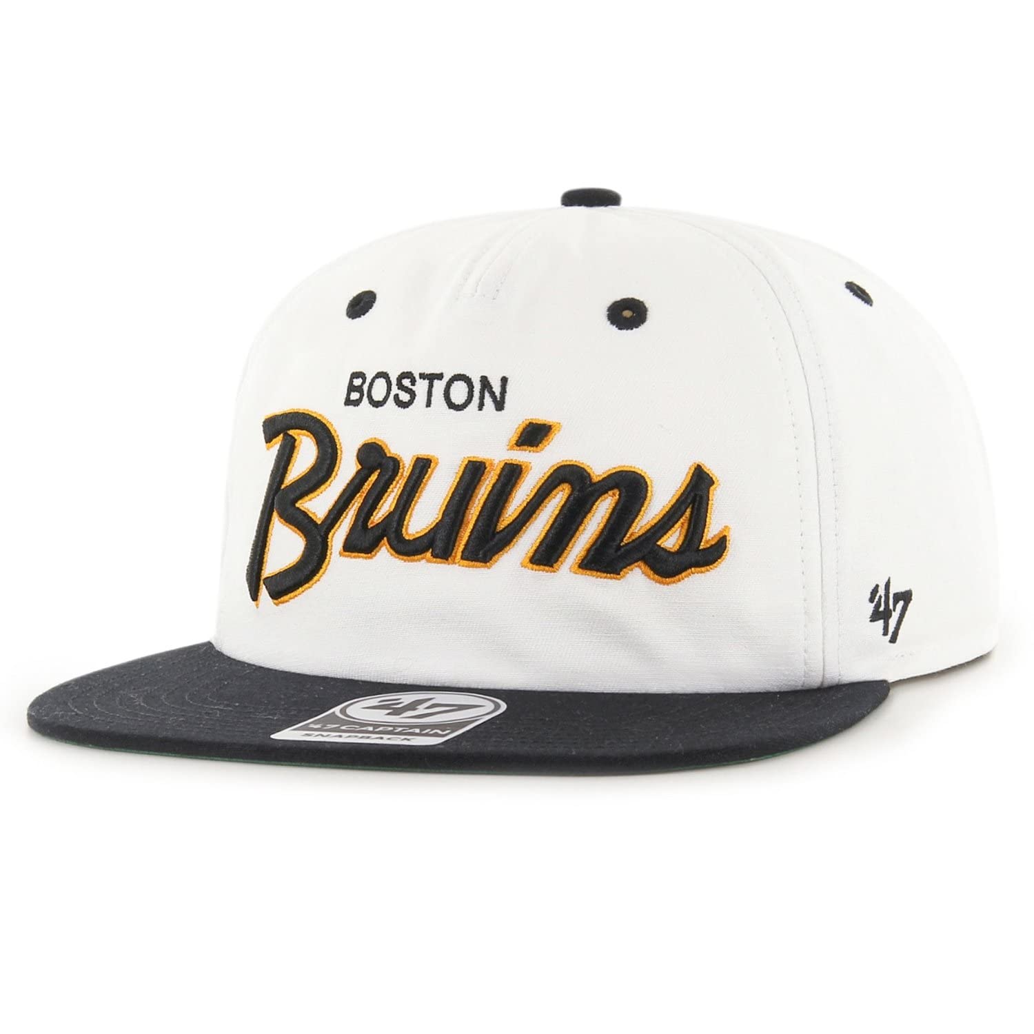Men's White 47 Brand Snapback Cap - Crosstown Boston Bruins Off