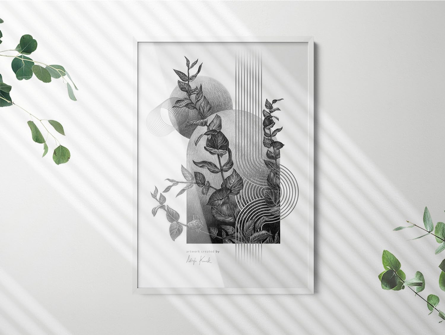 Marco de Fotos Marco para Póster 70x100 cm Blanco Oficina Salon En la Pared Decoración del Hogar Decoración de Interiores para Colgar Colgante PVC Simétrico Plástico - Visión Artística