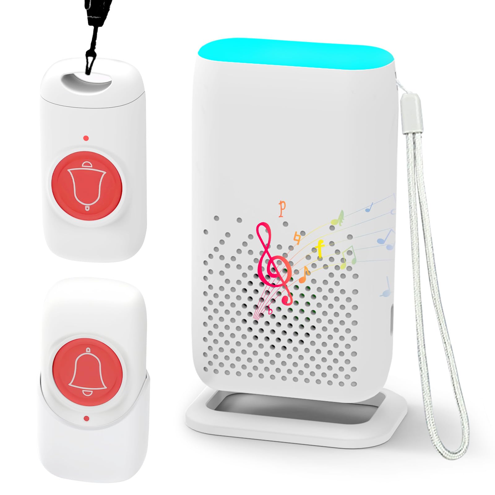 Cuteefun Wireless Caregiver Pager, Portable Panic Call Button, 5 Modes, 58 Melodies