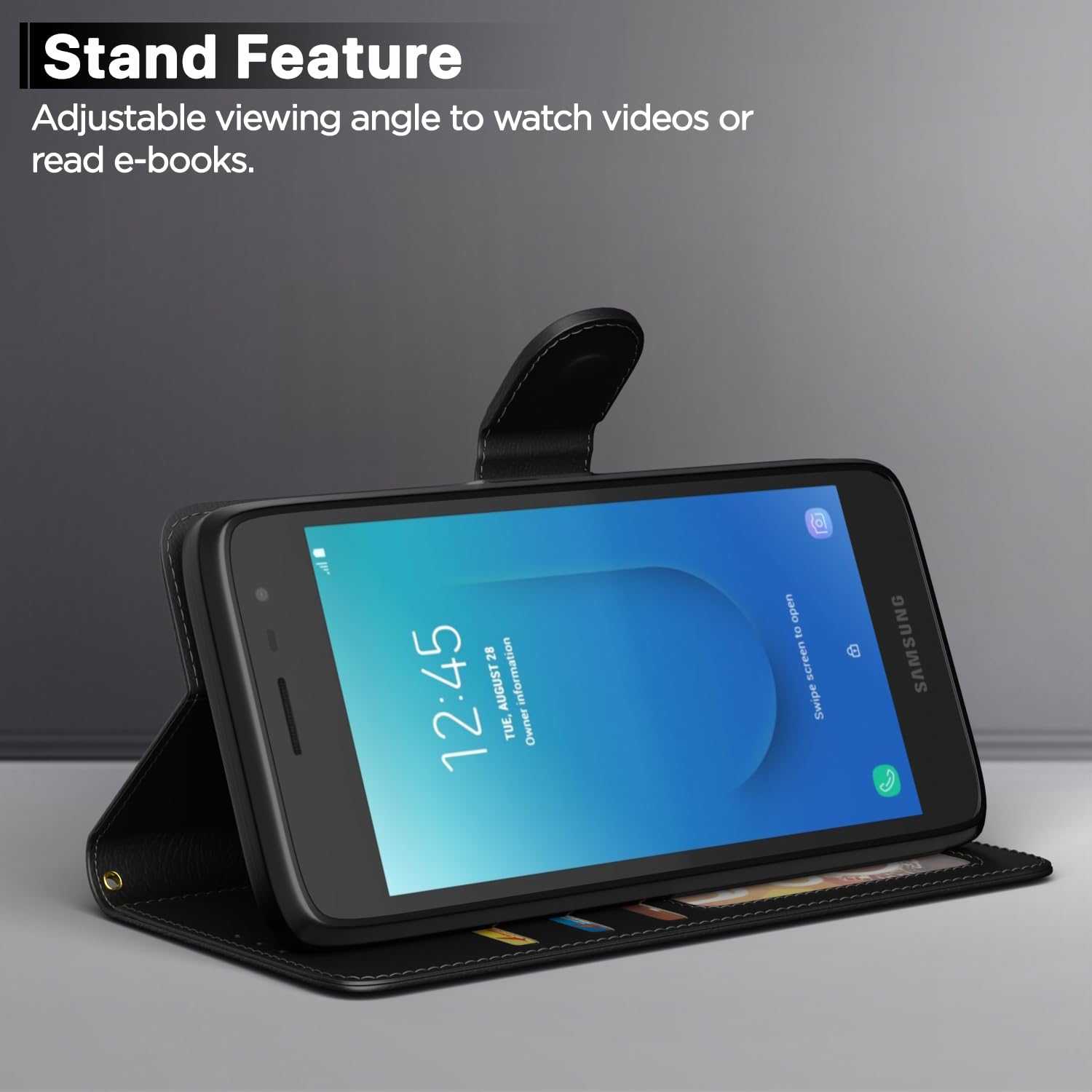 Samsung Galaxy J2 Core Flip Cover - Leather Wallet Stand -3