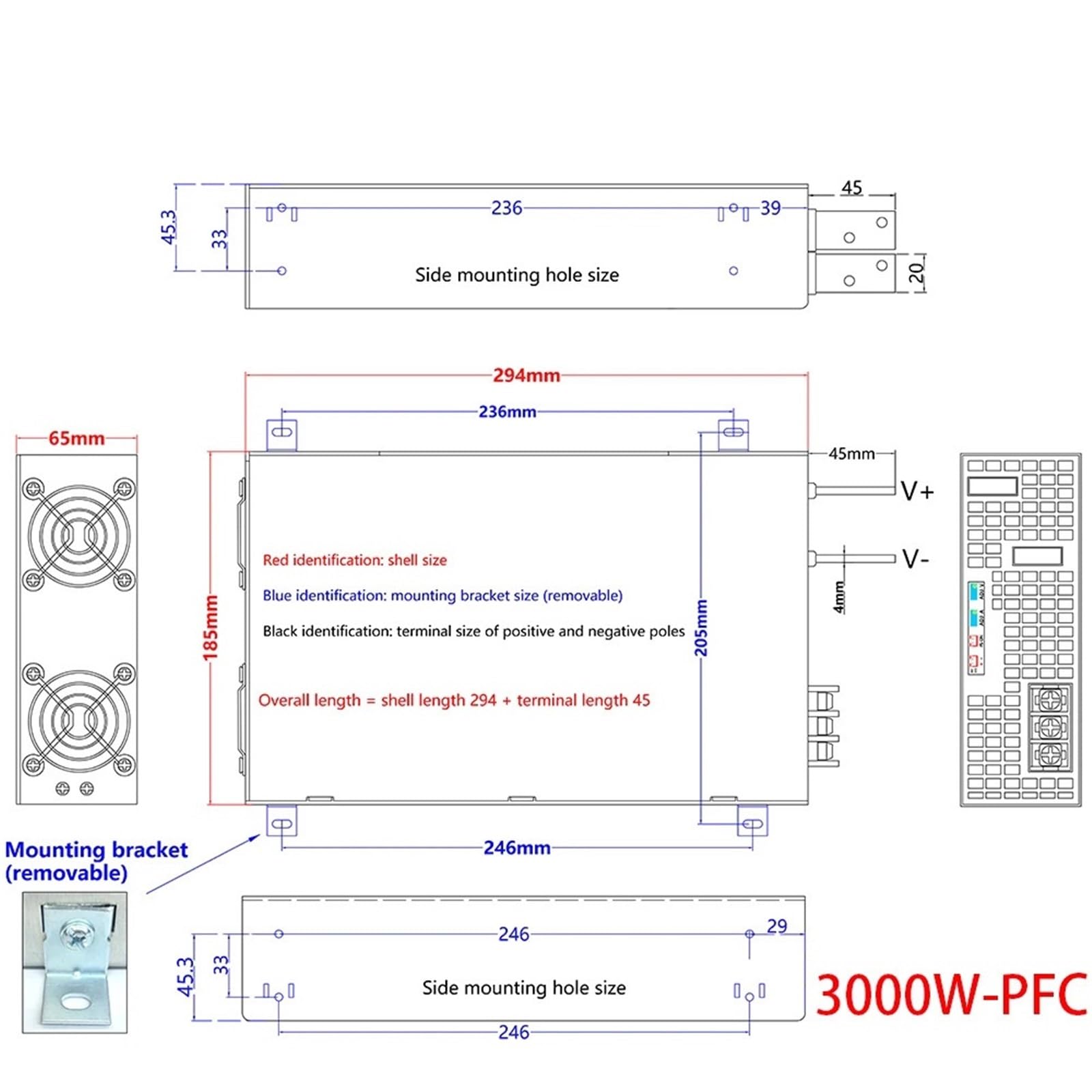 Alimentatore DZ 4000W 3000W - PFC 2500W DC 24V 30V 36V 48V 60V 72V 90V 110V 150V 250V 300V 400V 250A 125A 80A 60A(30V,3000W - PFC)
