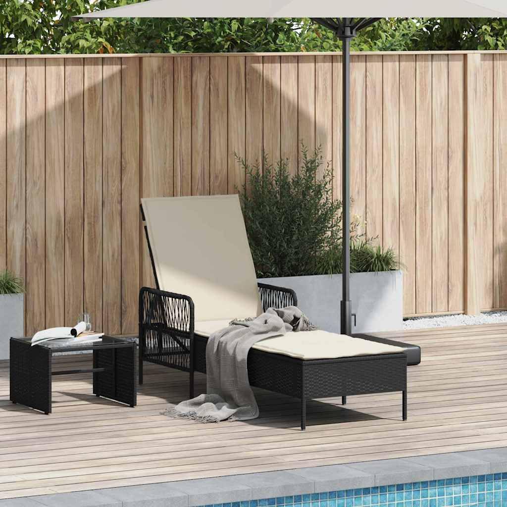 Tumbona de jardín (55 x 200 x 92 cm, polirotino, chaise longue de jardín, respaldo ajustable, baño de sol, muebles para playa, terraza, balcón