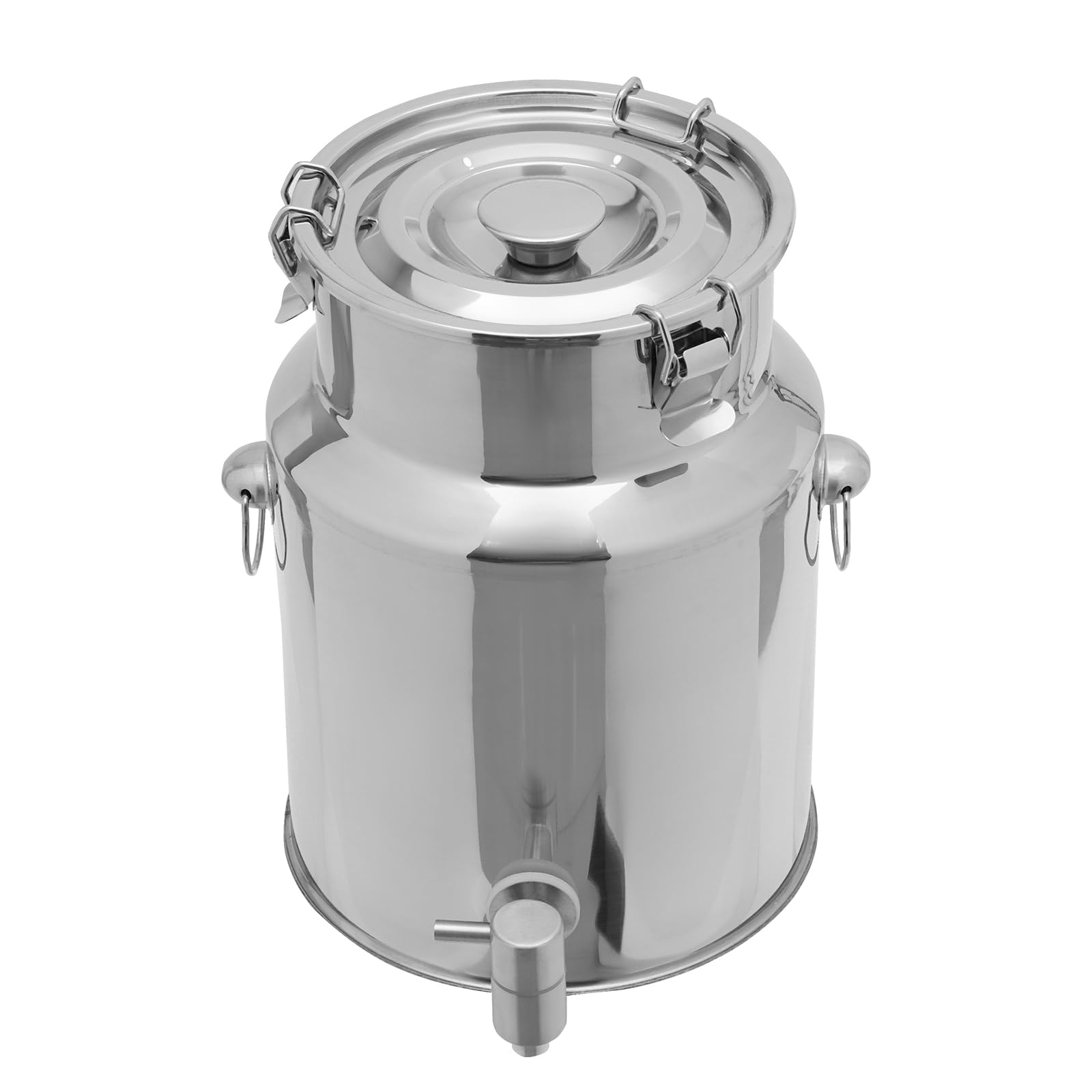 Milk Can Barrel Stainless Steel Beverage Drink Dispenser Large Capacity Storage Bucket Container with Faucet and Handles for Milk Coffee Wine Oil Rice Cereals Water (10L/2.64Gal)