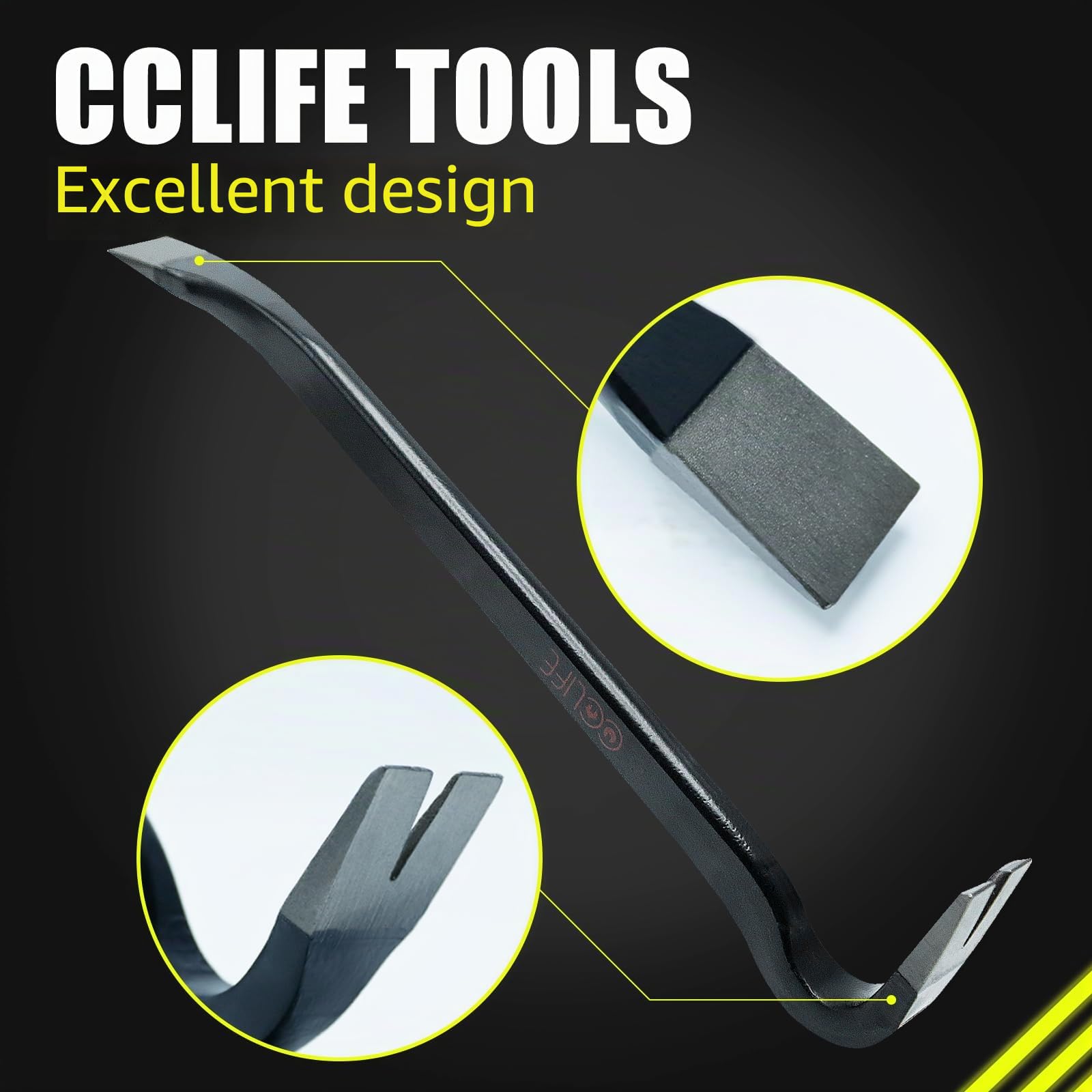 CCLIFE Levier à ongles en acier spécial, fer à ongles, barre droite, effet de levier optimal, résistant à la flexion