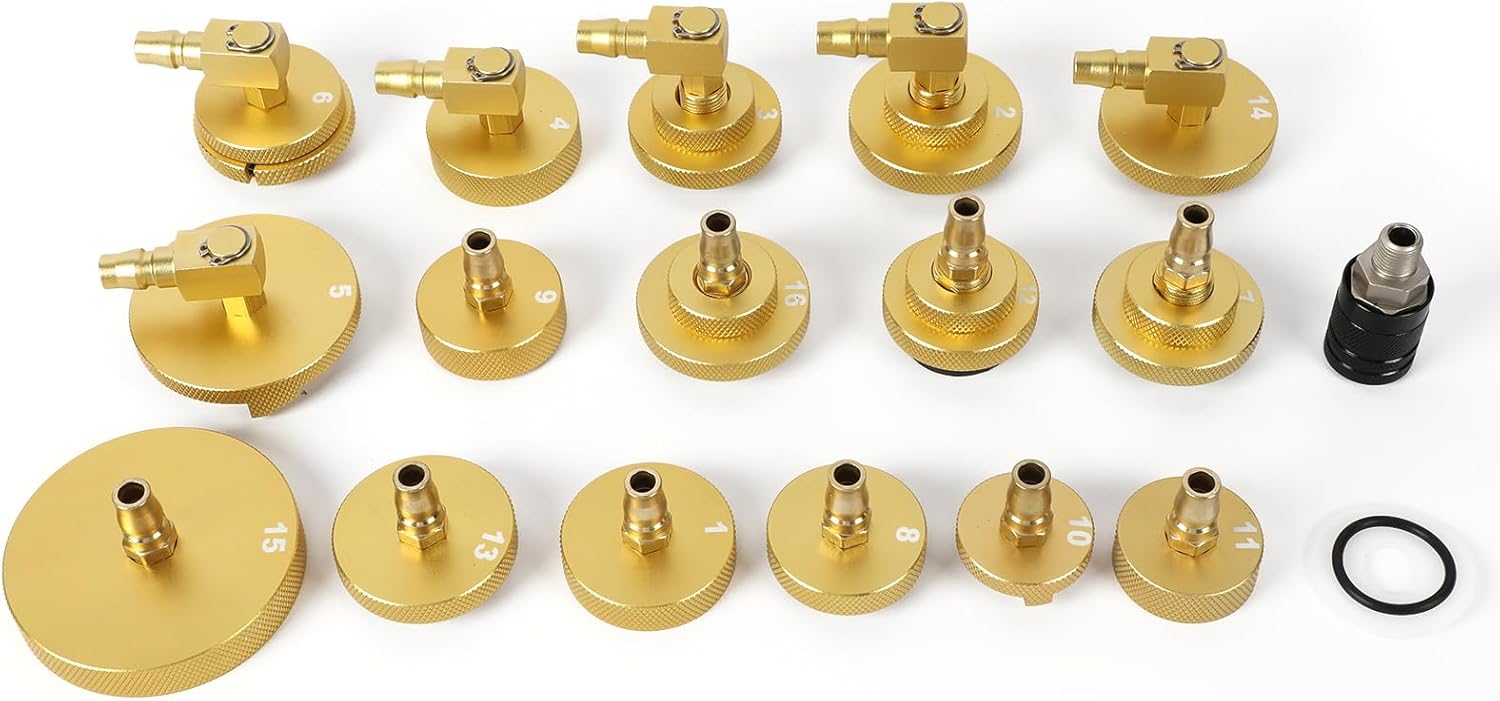 Brake Fluid Bleeder Adapter Kit Brake System Bleeding Connector 17PCS Brake Master Cylinder Bleeder Tool For Most Vehicles Manual, Pneumatic Brake Or Power Fluid Bleeding Or Refilling With Quick Joint