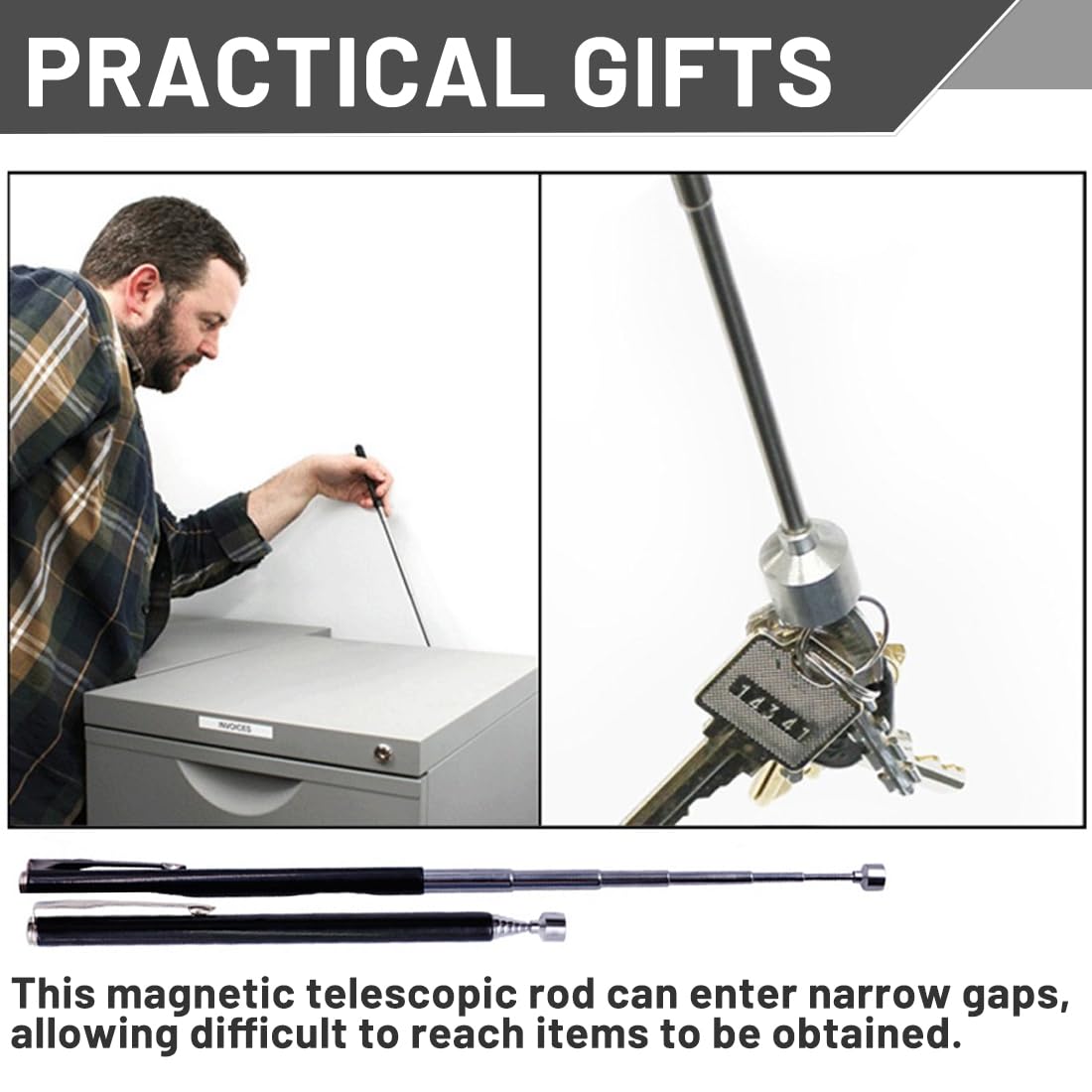 4-teiliges Teleskop-Magnetset - Mit Flexiblem Schwanenhals Bis 60cm