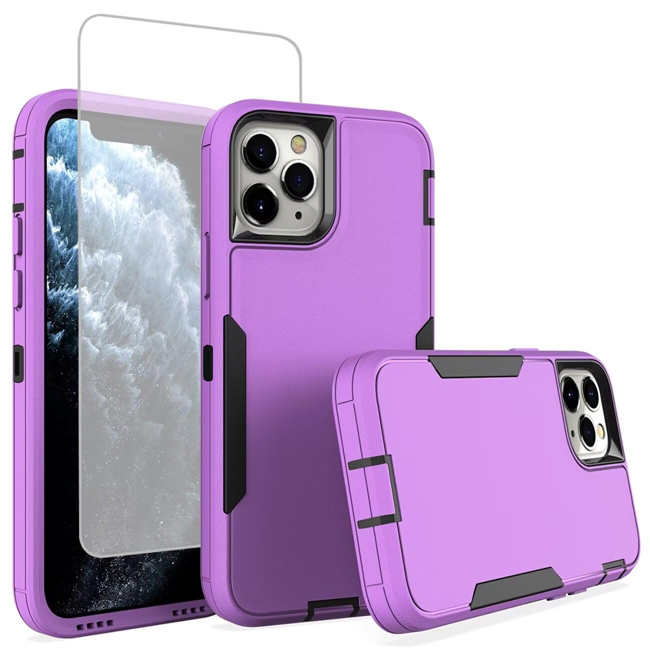 Sidande Case for iPhone 11 Pro Case 5.8 with Tempered Glass Screen Protector, Rugged Dual Layer Support Magnetic Car Mount Protective Cases Cover for