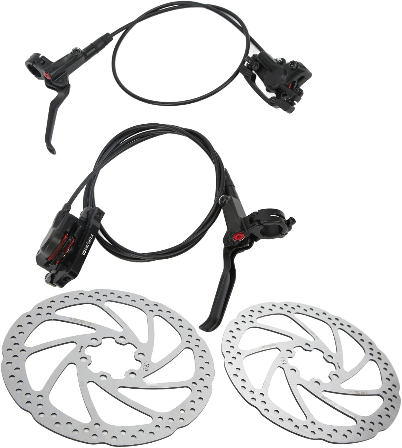 Universal Hydraulic Bicycle Brake Set Reliable Double Piston Performance for Road and Mountain Bikes Aluminum Alloy Front Rear Disc Brake Kit with 2 160mm Disc
