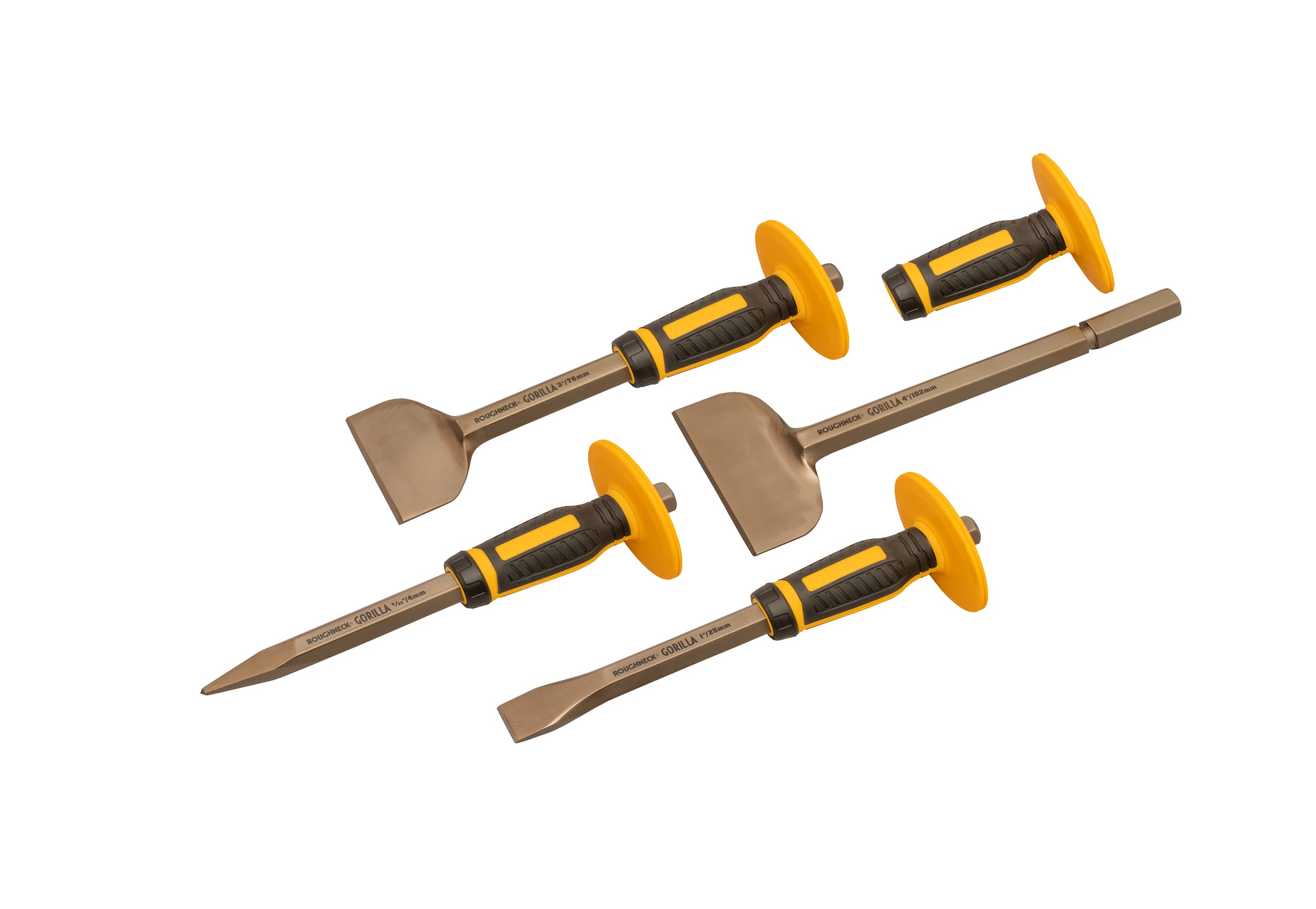 Roughneck Bolster & Chisel Set with Non-Slip Guards, 4 Piece ROU31934