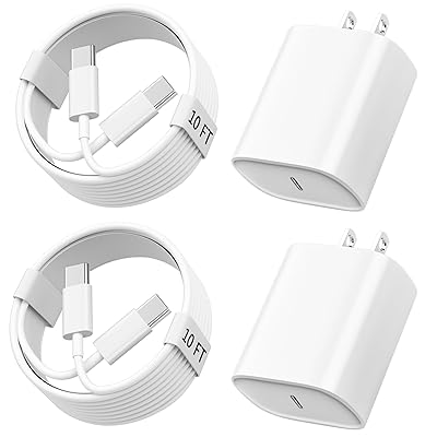 iPhone 17 16 15 Charger Fast Charging, 10 FT Long USB C Charger Cord with 20W Type C Fast Phone Charging Block for iPhone 17/17 Pro/17 Pro max/Air, for iPhone 16 15 Pro Max Plus, iPad, Android