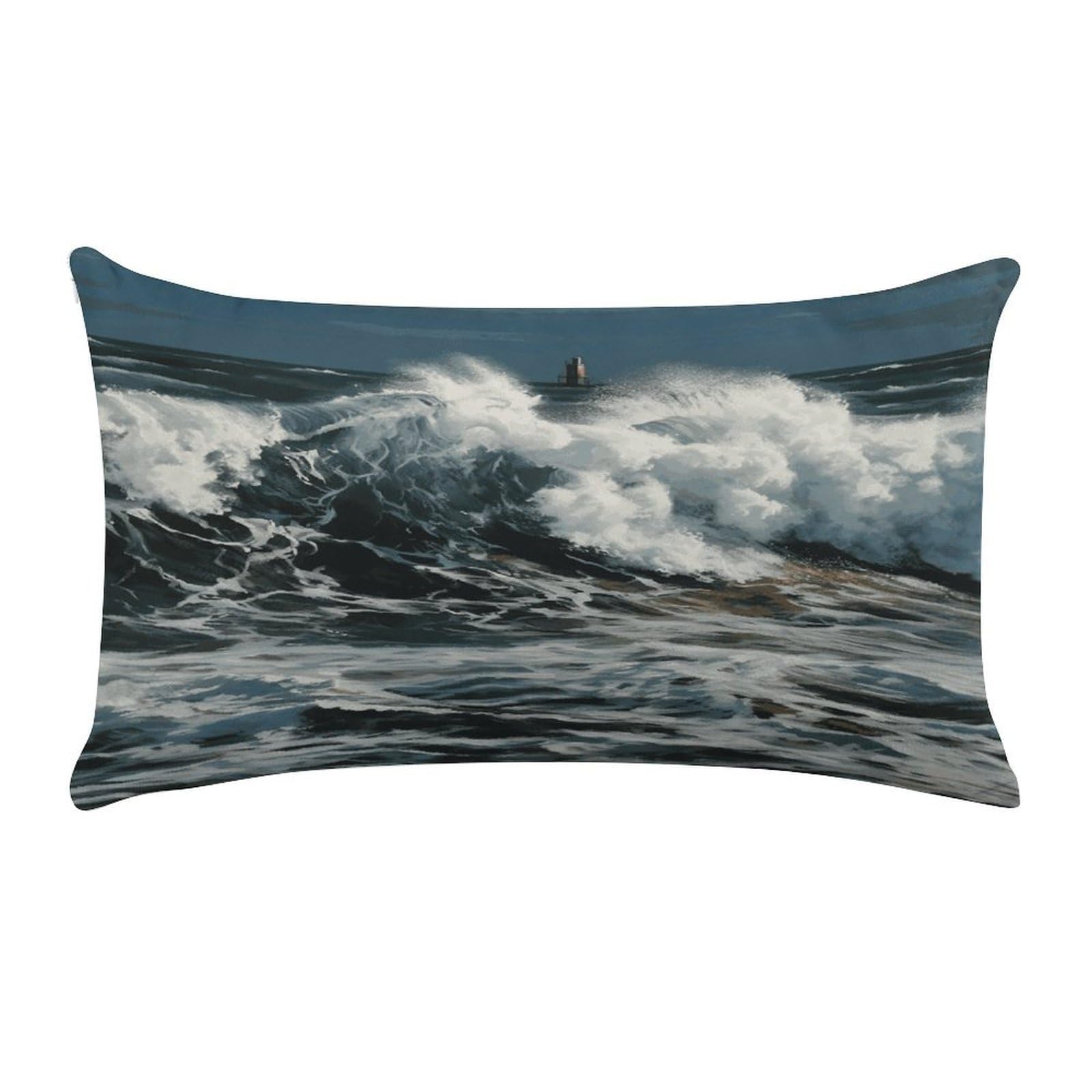 LDGSUPH The Sea Waves Throw Pillow Cover with Zipper Long Throw Pillow Case Anti-Fading Pillow Protector Super Soft Decorative Cushion Case Exquisite Plush Pillowcase12 X 20 in