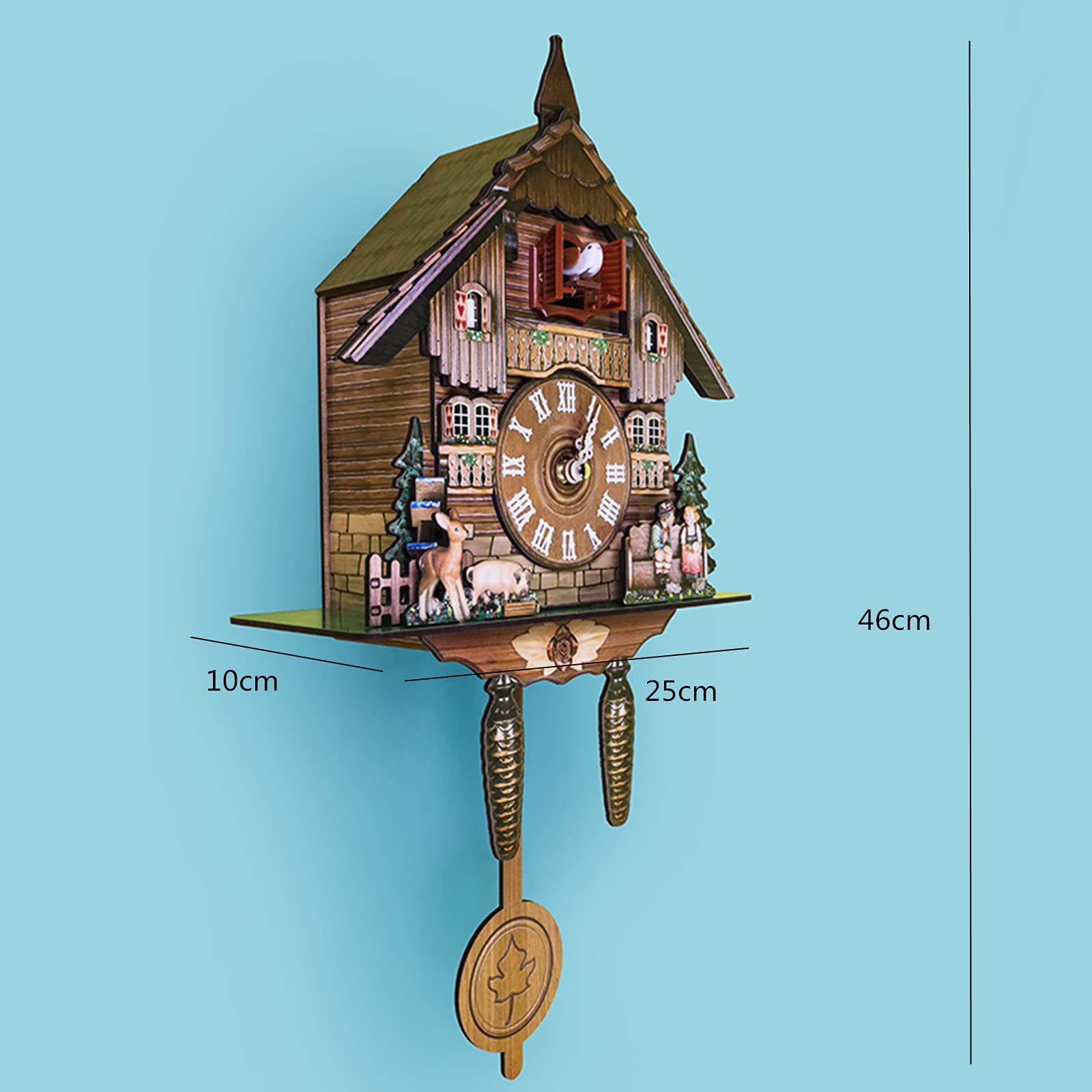 LYNICESHOP Cuckoo Wall Clock for Living Room, Bedroom, Office, Kitchen, Traditional Northern European Design, Home Decoration Alarm Clock (CL-301)