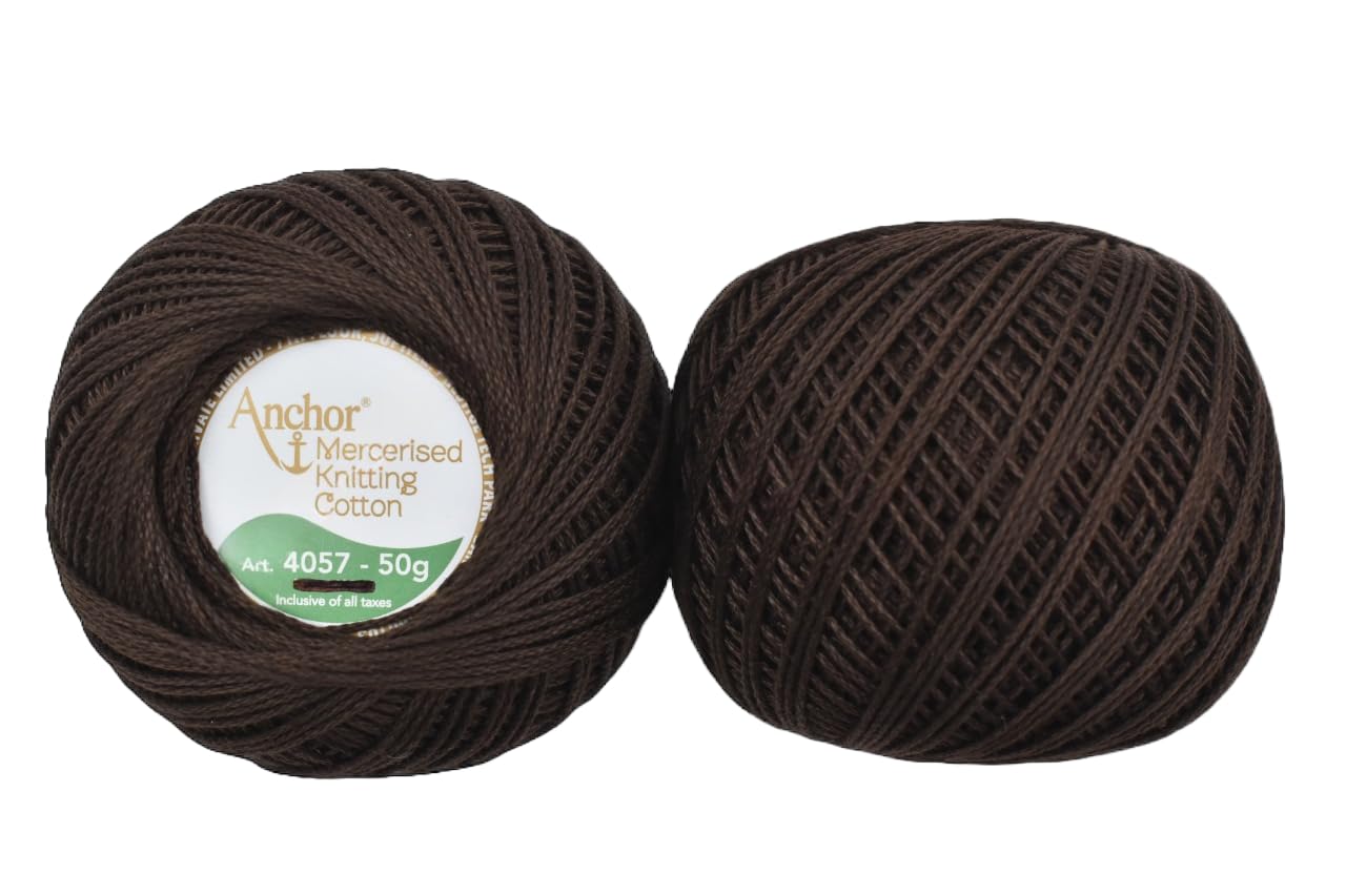 HUNNY- BUNCH® Premium Anchor Mercerised Knitting Crochet Cotton Thread Yarn Balls for Knitting, Weaving, Embroidery, DIY and Craft Making (Art. 4057) 50G - Pack of 1 (382)