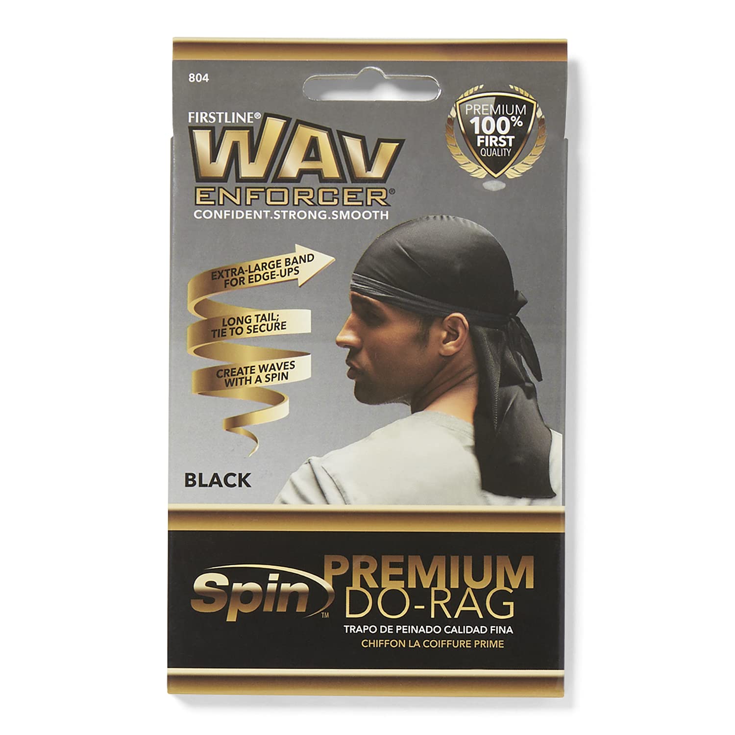 Wav Enforcer Premium Black Extra Large Do-Rag for Men's Hair Styling