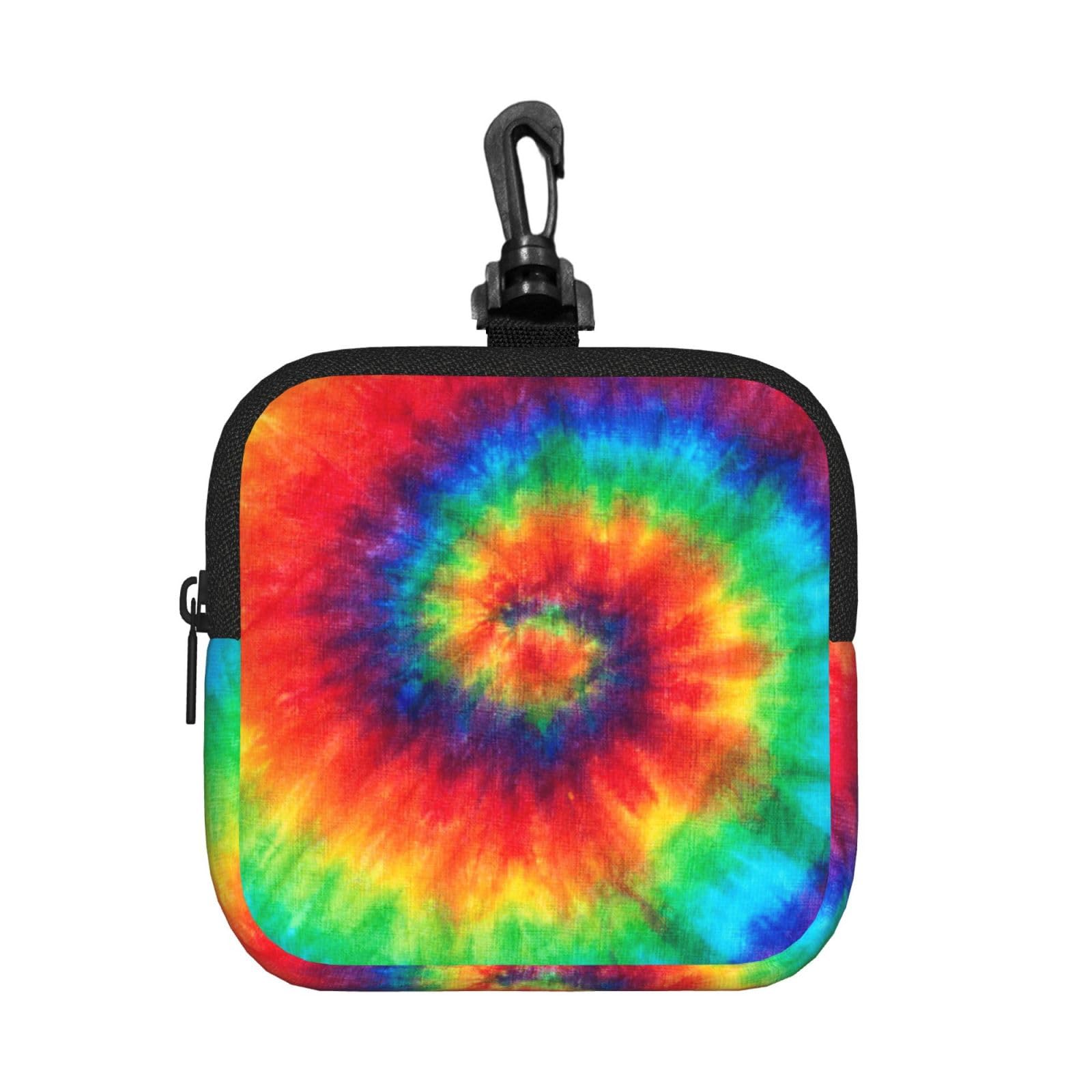 Tie Dye Rainbow Print Square Storage Bag Travel Toiletry Cosmetic Organizer Pouch Lightweight Reusable
