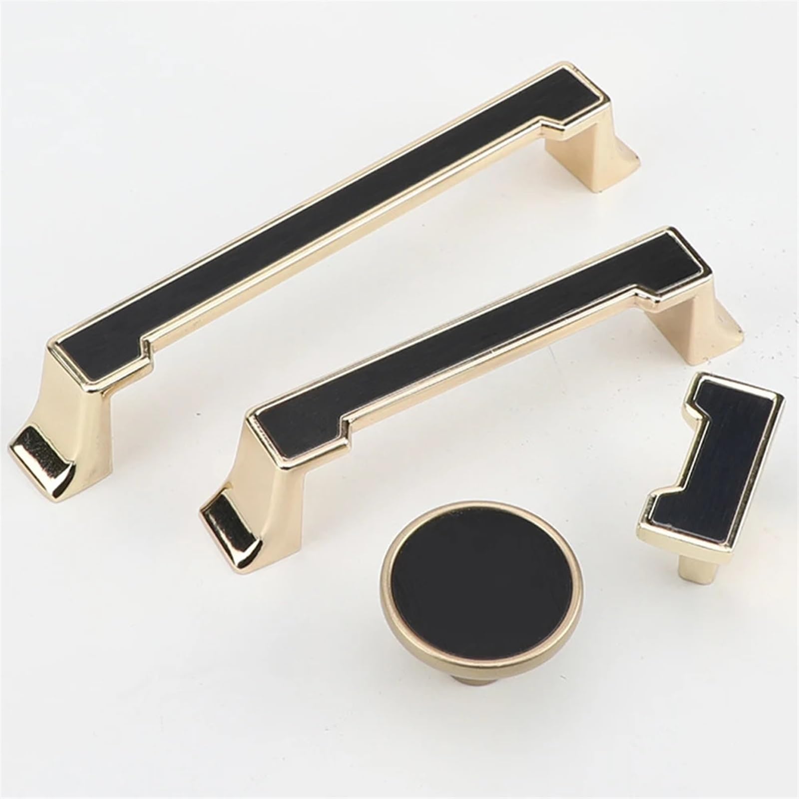 Boutons de porte de placard en alliage de zinc premium noir et or