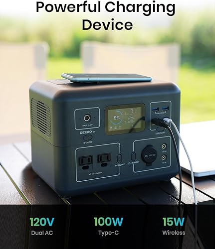 Miniatura 4 de Estación de energía portátil, batería LiFePO4 de 268.8 Wh, 300 W continuo, pico de 600 W, carga rápida de CA, USB-C PD 100 W, ideal para camping,