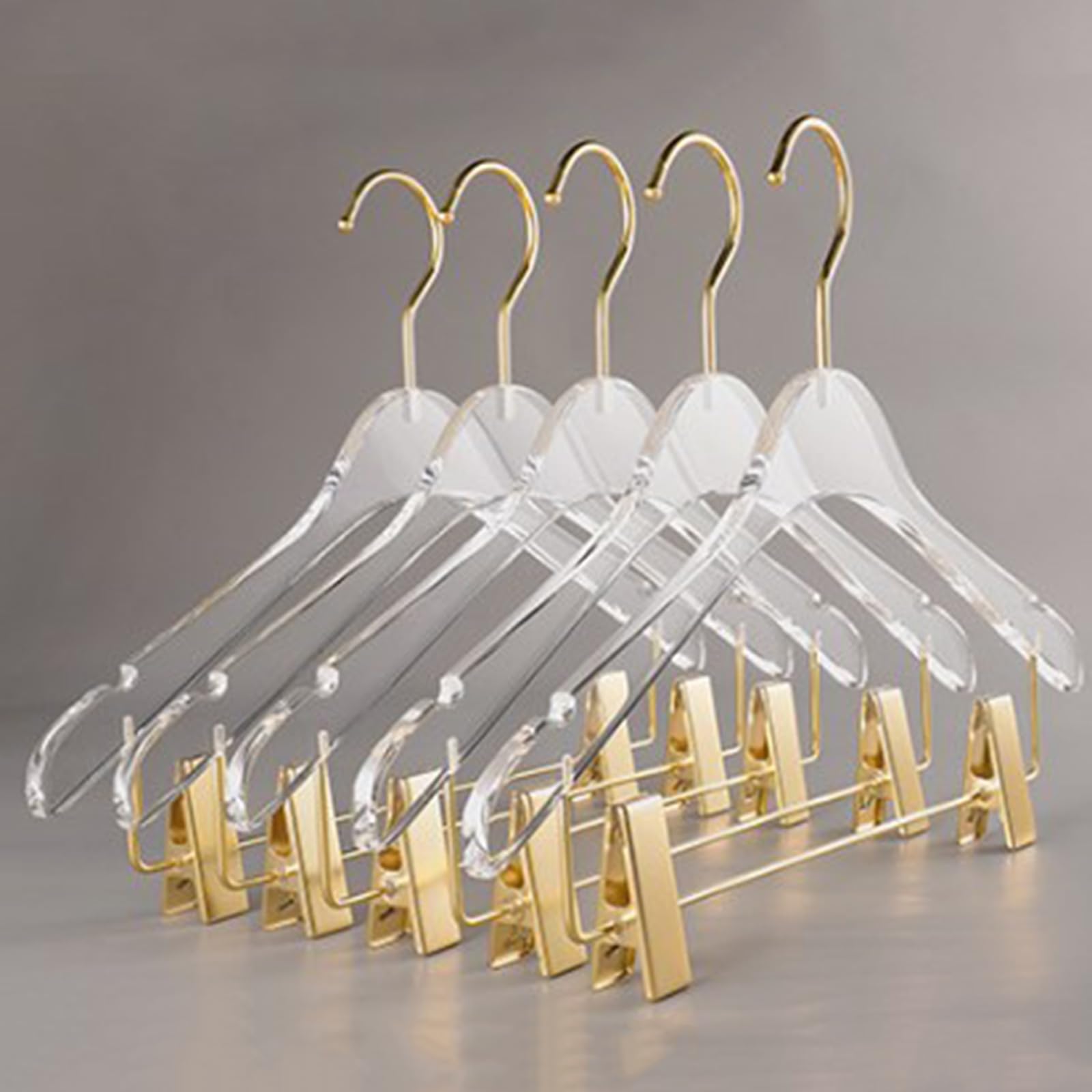 Hangers with Clips 10PCS Pants Hangers with 360 ° Swivel Hooks Acrylic Skirt Hangers with 2 Adjustable Clips for Dress Suit Shirt Jeans Trousers Pants Skirt