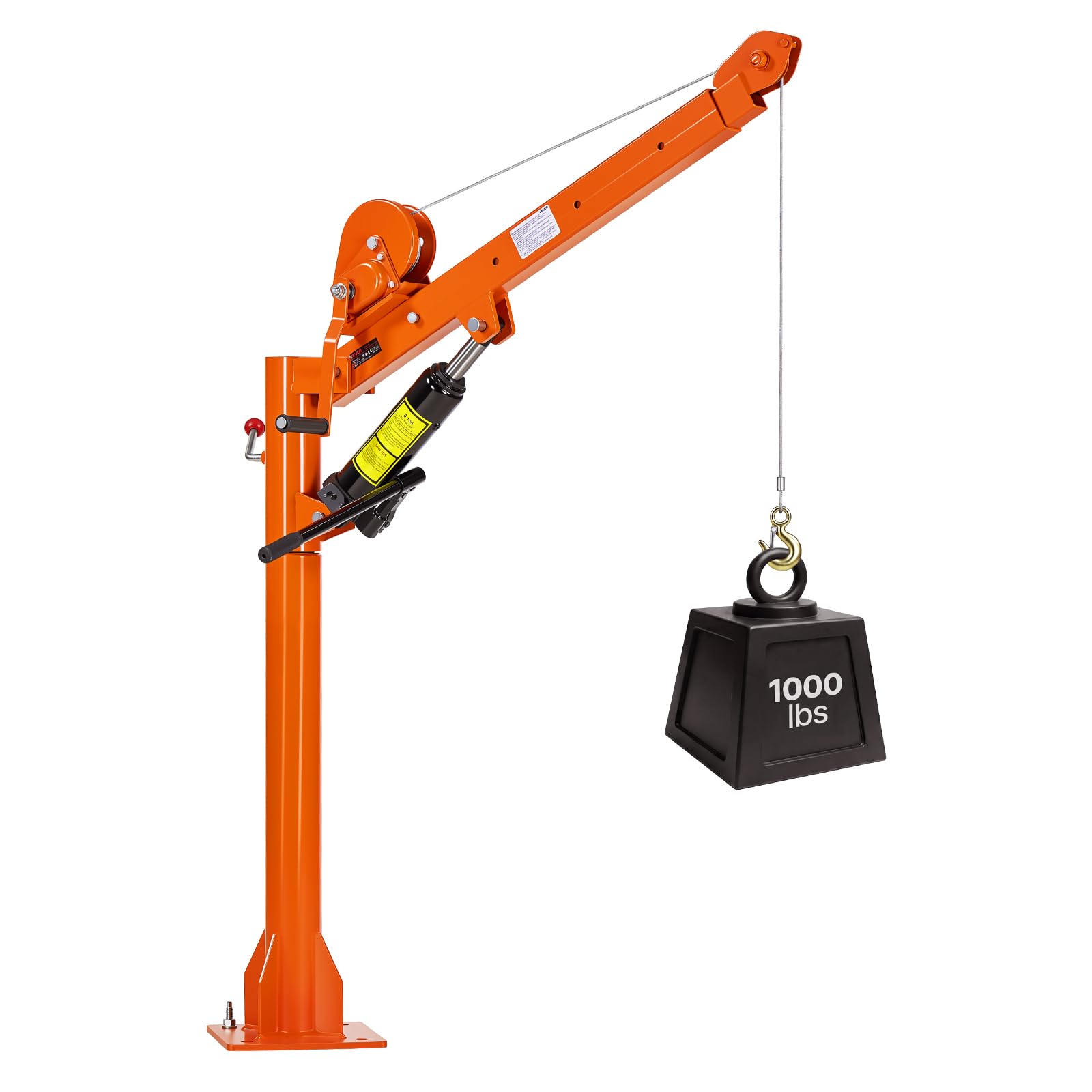 VEVOR Gru Manuale per Pickup, Capacità 453,6 kg, Gru Pieghevole su Gancio Traino con Verricello Manuale e Circ Idraulico da 8T, Braccio Telescopico Girevole a 360°, per Cassone, Macchinari e Legname