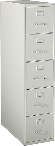 Lorell Fortress Archivador de metal con bloqueo, 5 cajones, 26.5 x 15 x 61.6 pulgadas, gris claro