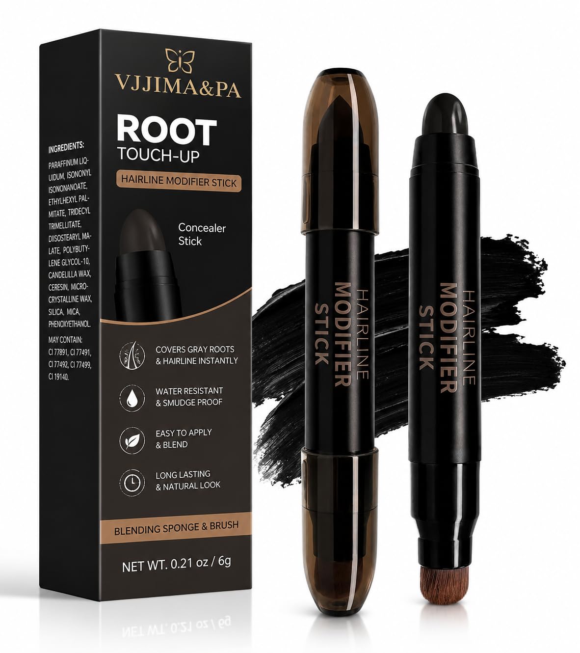 Hair Dye Comb - Waterproof and SweVP-Proof Hair Colour Stick - Hair Stick for Grey Hair with Easy-to-Use Hair Comb for Quick TouVP-Ups and Lasting Coverage (Black-Pen)-picture-24