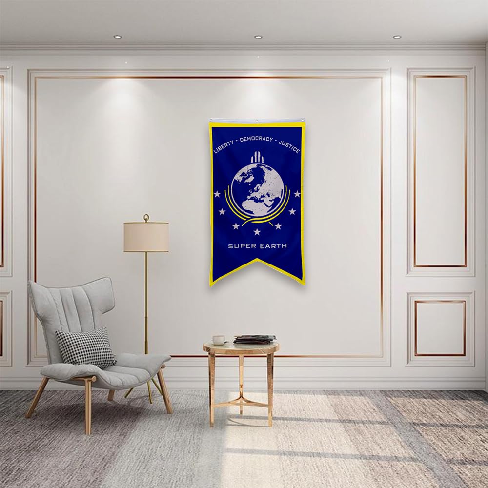 Yanbooch Super Earth Flag Banner Man Cellar Bedroom Home Office Party Decoration Blue 30" x 50" (A)