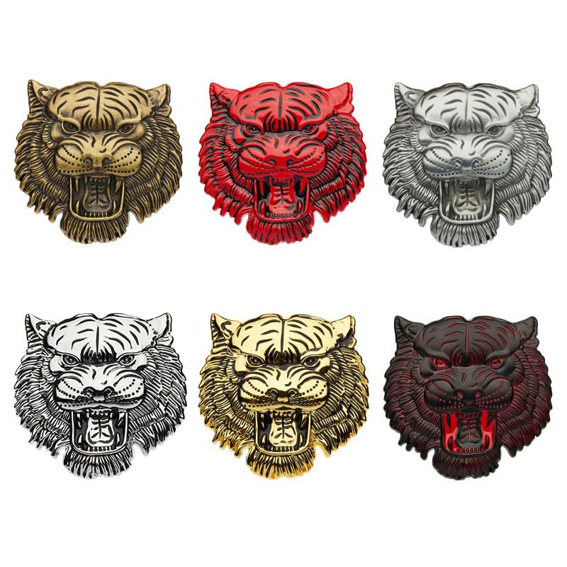 Image of JVCV 3D Metal Tiger Sticker Chrome Logo Decal Emblem Badge for All Cars Bikes Laptops Headphones Helmets Home Office Accessory (Tiger, Grey)