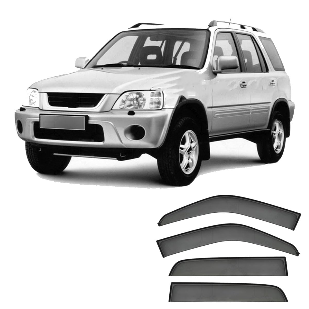ZWBC Rain Guards for CRV MK1-RD1-RD2-RD3 1995-2001, Rain Eyebrow Durable Front Rear Wind Deflector Weathershields Rain Deflector Car Accessories
