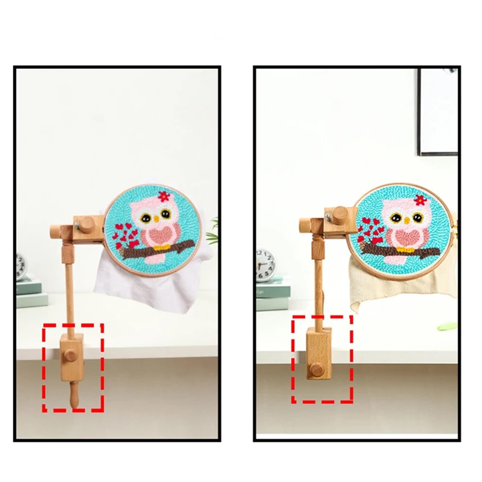 Telaio da Ricamo in Legno Regolabile con Rotazione a 360° Supporto da Tavolo for Punto Croce Cornici Anelli Regali for Adulti for la Mamma Cucito