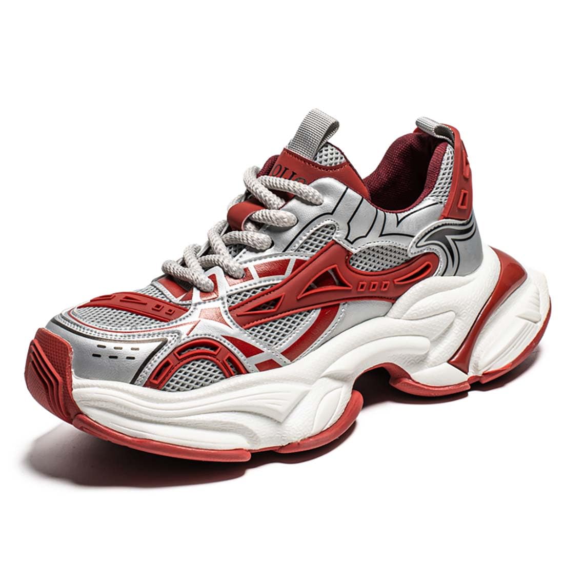 Scarpe da uomo con lacci, modello Chunky Dad, con plateau rialzato, leggere, casual, traspiranti, antiscivolo, retrò, suola spessa 4 cm, per viaggi, tempo libero