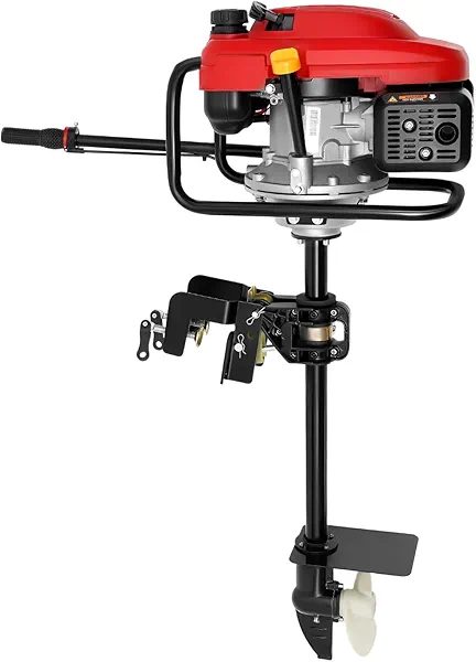 PERFERATE 7.5 HP 4 Stroke Outboard Motor 200CC Heavy Duty Fishing Boat Engine Gasoline Outboard Boat Motors with CDI Ignition & Air-Cooled System for Fishing Boat, Inflatable Boat