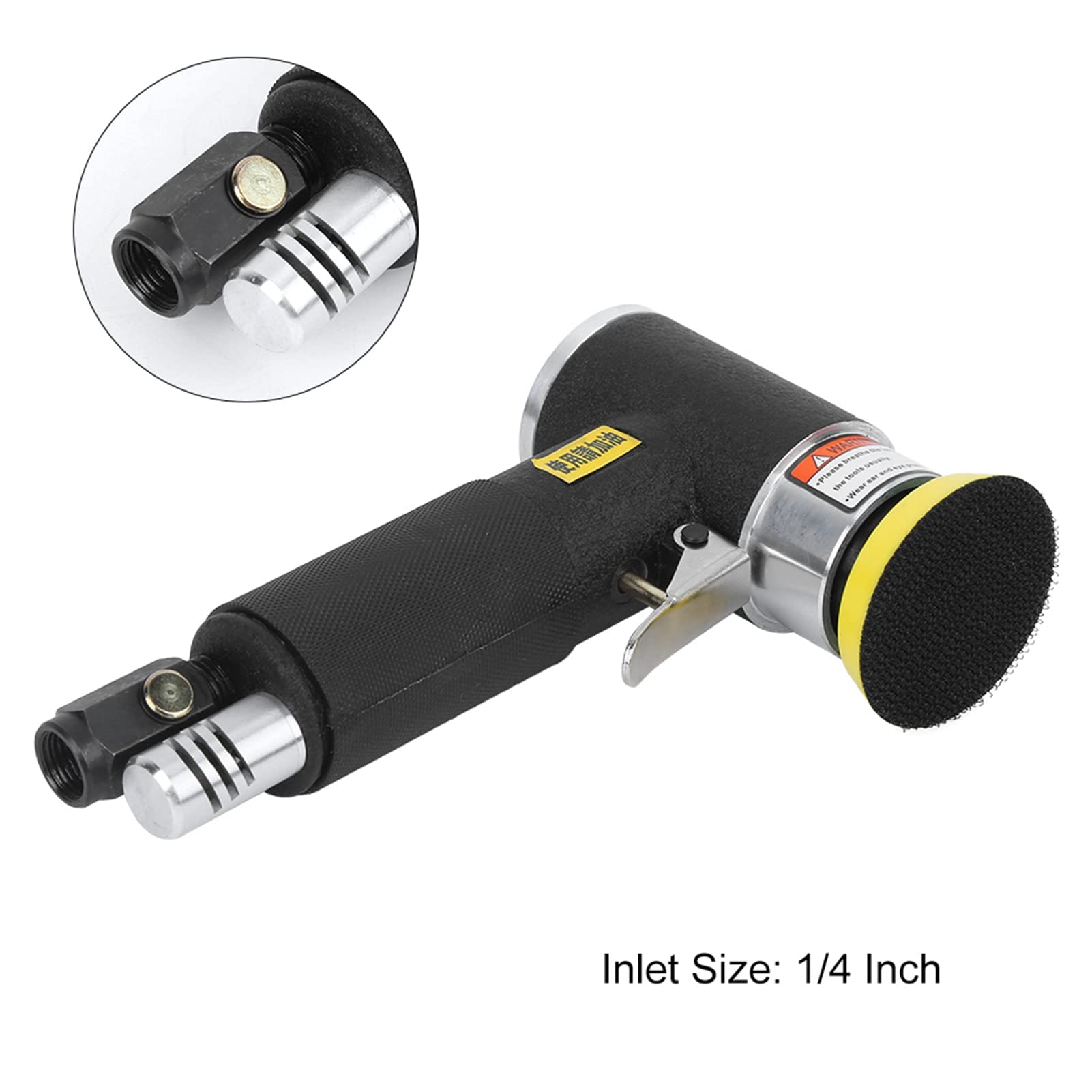 Lijadora de aire SustVita con velocidad sin carga de 1500 RPM, pulidora neumática de 6 CFM con entrada de 1/4 de pulgada, incluye almohadillas de 2 y 3 pulgadas para esquinas