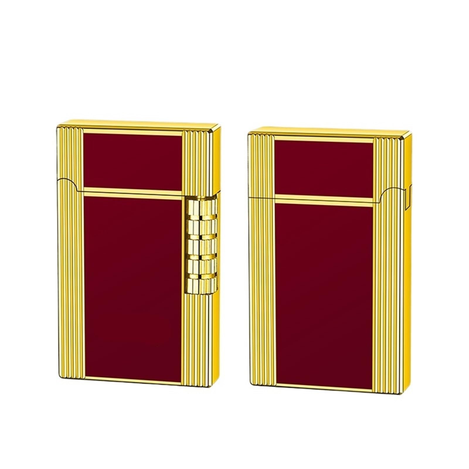 Accendino a Fiamma Libera Vintage con Mola 2025, Fiamma inclinata Antivento, Accendino in Metallo con Fiamma Regolabile a butano Ricaricabile, Regalo da Campeggio con Candela for Uomo(Red)