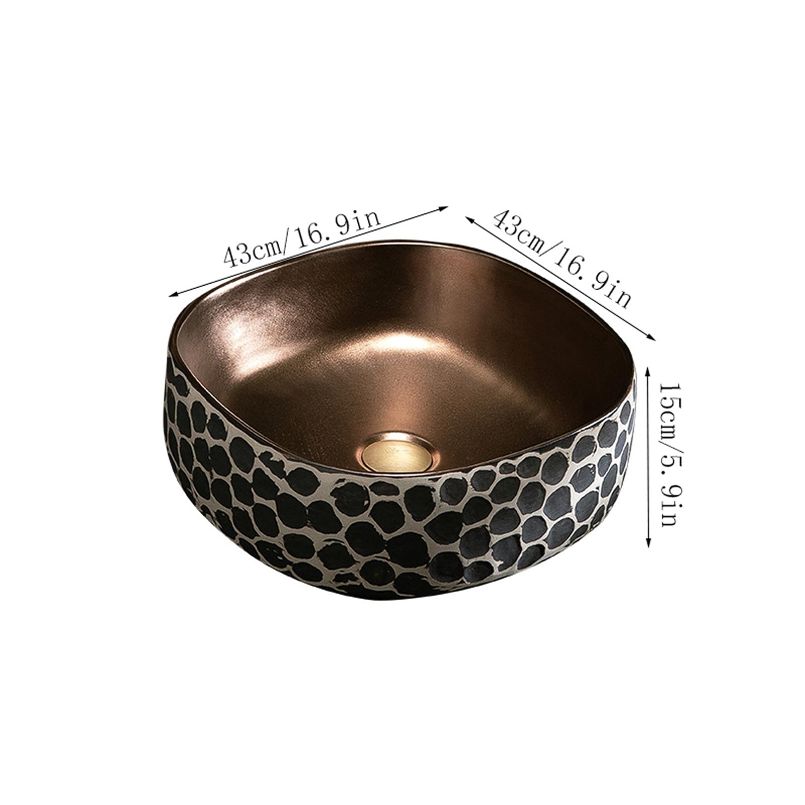 Lavabo De Baño De 16.9 X 5.9 Pulgadas, Lavabo De Cerámica sobre Encimera, Lavabo De Tocador sobre Encimera con Desagüe Integrado para Mueble De Lavabo.,B-One Size