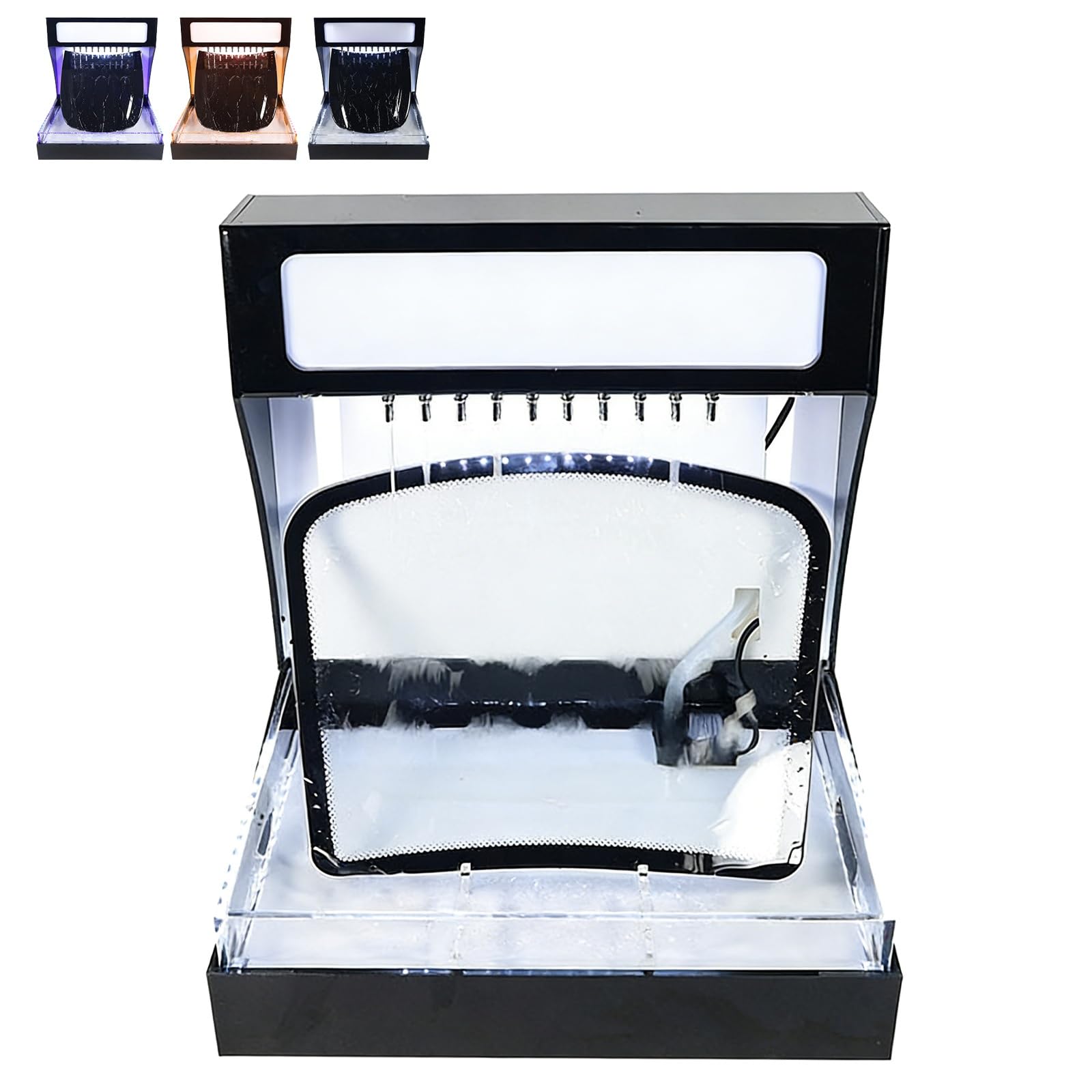 Macchina per test idrofobici, tester per pellicole galvaniche con flusso d'acqua regolabile, tester di prestazioni idrorepellenti con pompa e cappa, luce LED a 3 colori(White,Glass)