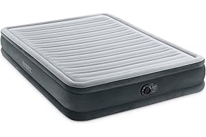 Intex 67769ED Dura-Beam Deluxe Comfort-Plush Mid-Rise Air Mattress Queen, Fiber-Tech, Built-in Electric...
